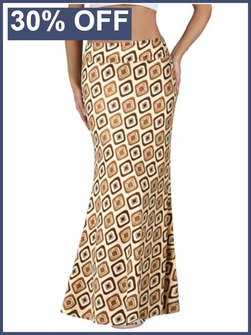 Women's Foldover High Waist Maxi Skirt Flowy A-Line Jersey Knit